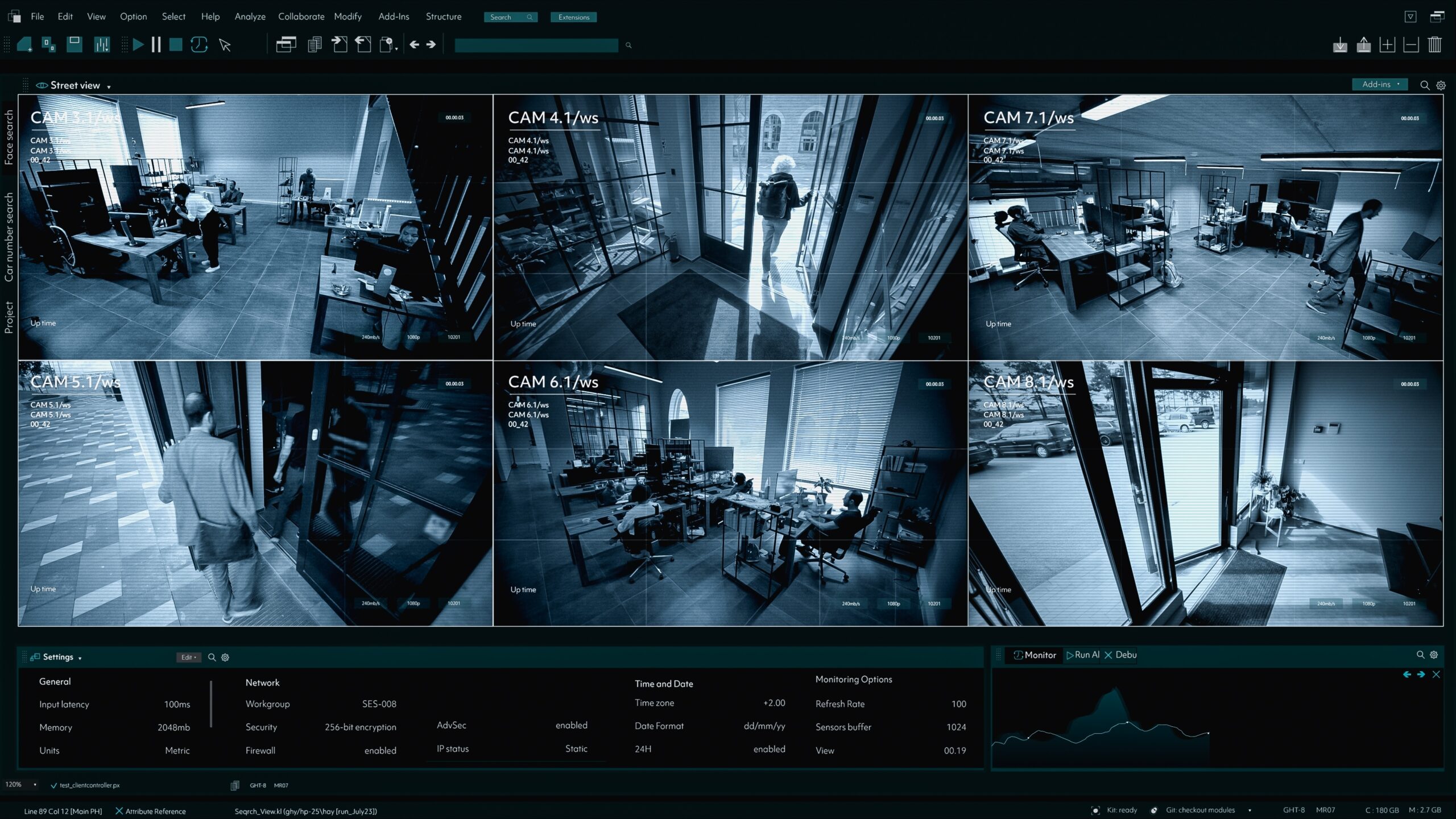 monitoring of various parts of office building