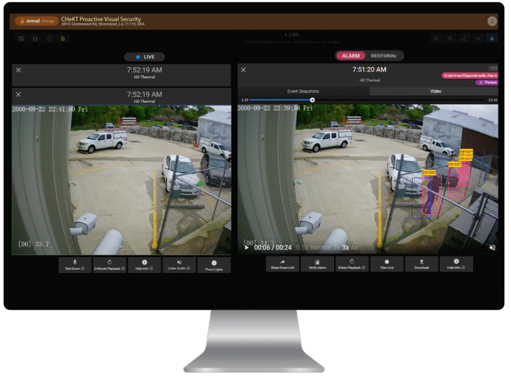 Actual side by side view of video footage
